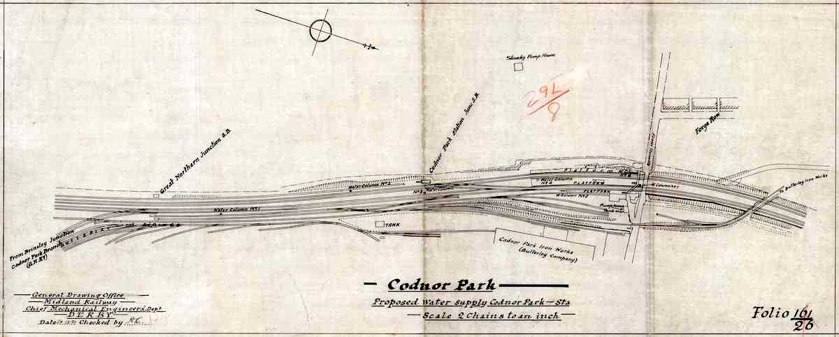 A drawing dated 30DEC1920 titled Proposed Water Supply for Codnor Park Station