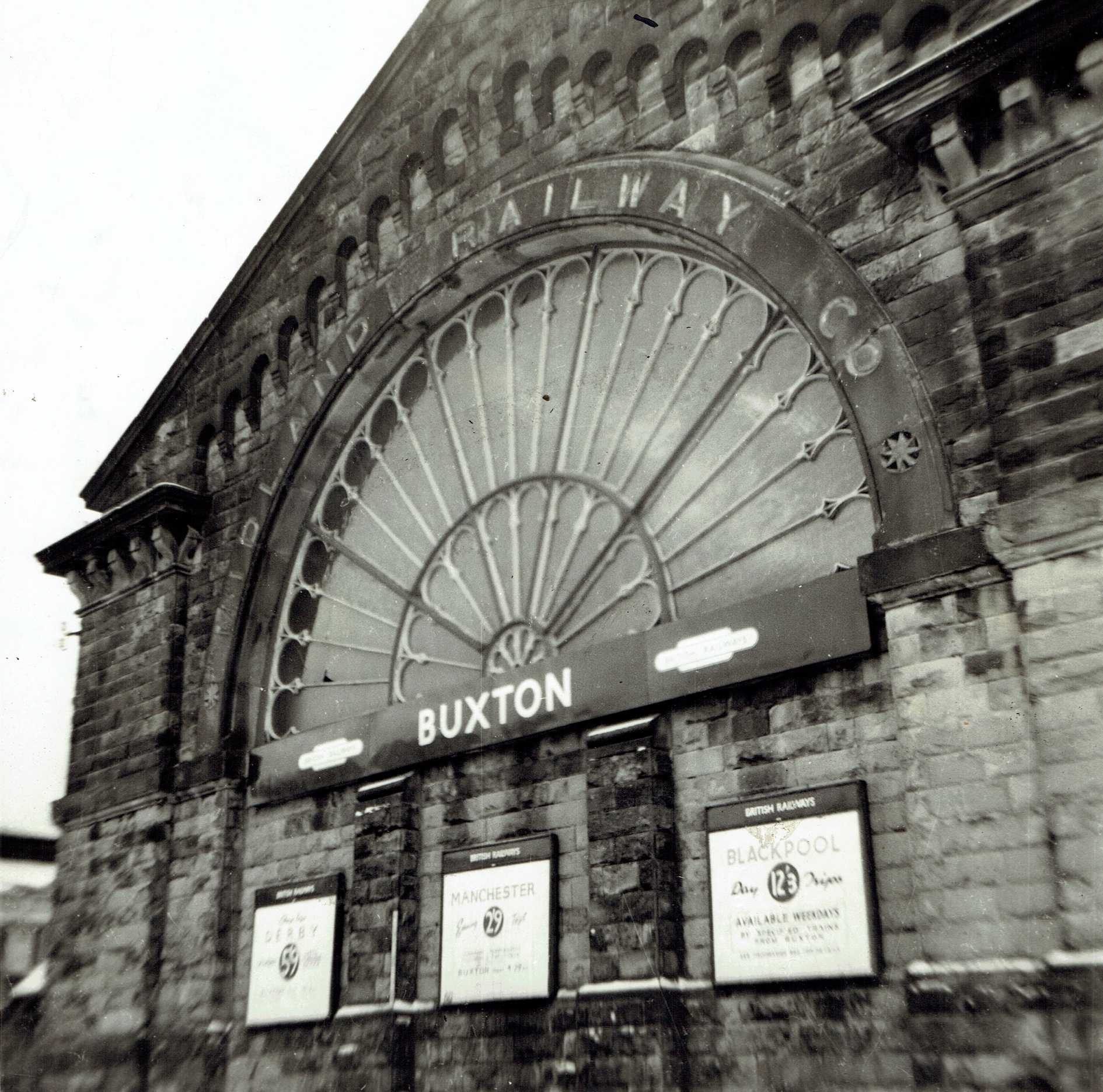 The frontage of Buxton station Feb 1956