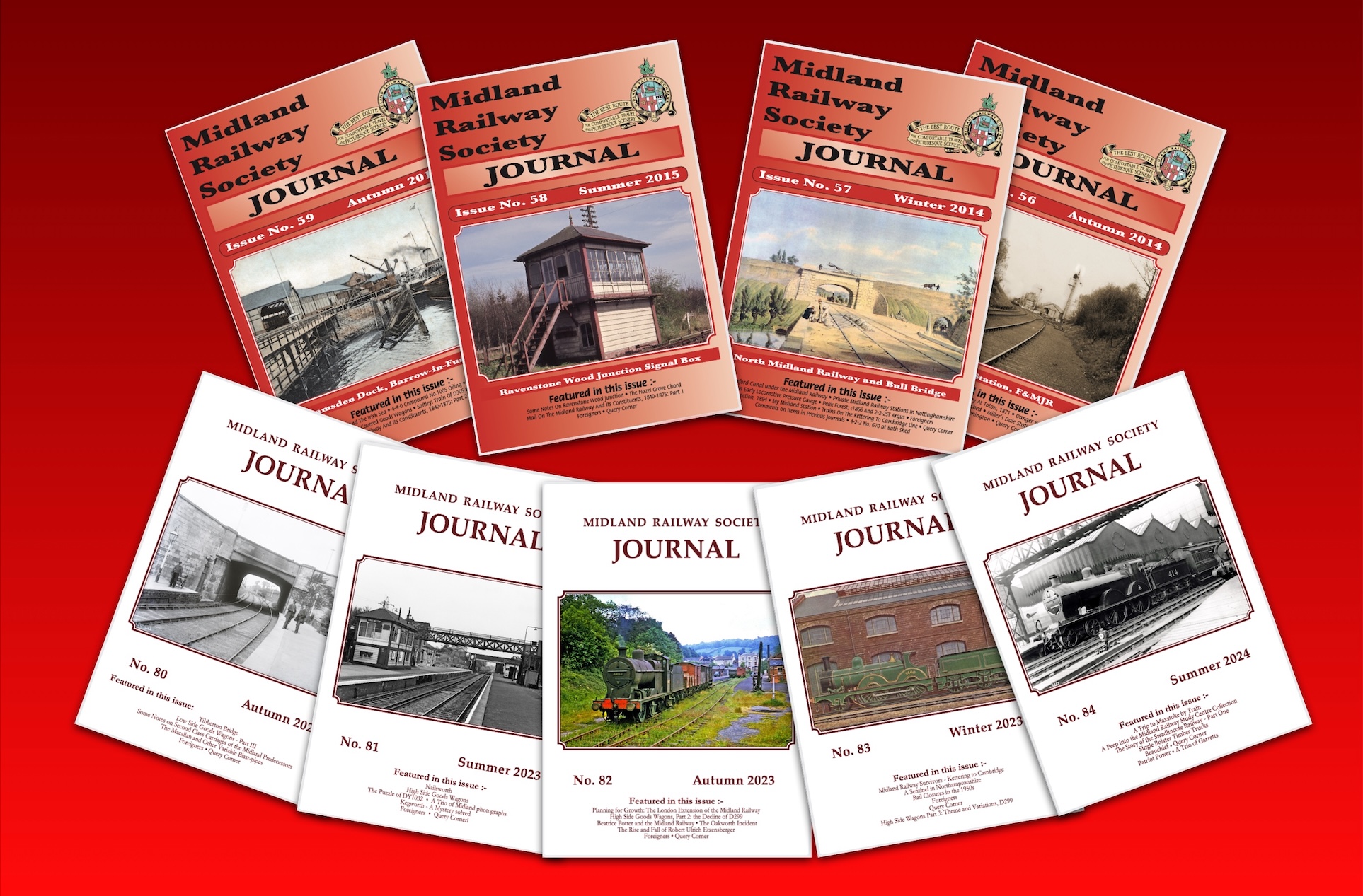 A seclecton of past covers of the Midland Railway Society Journal