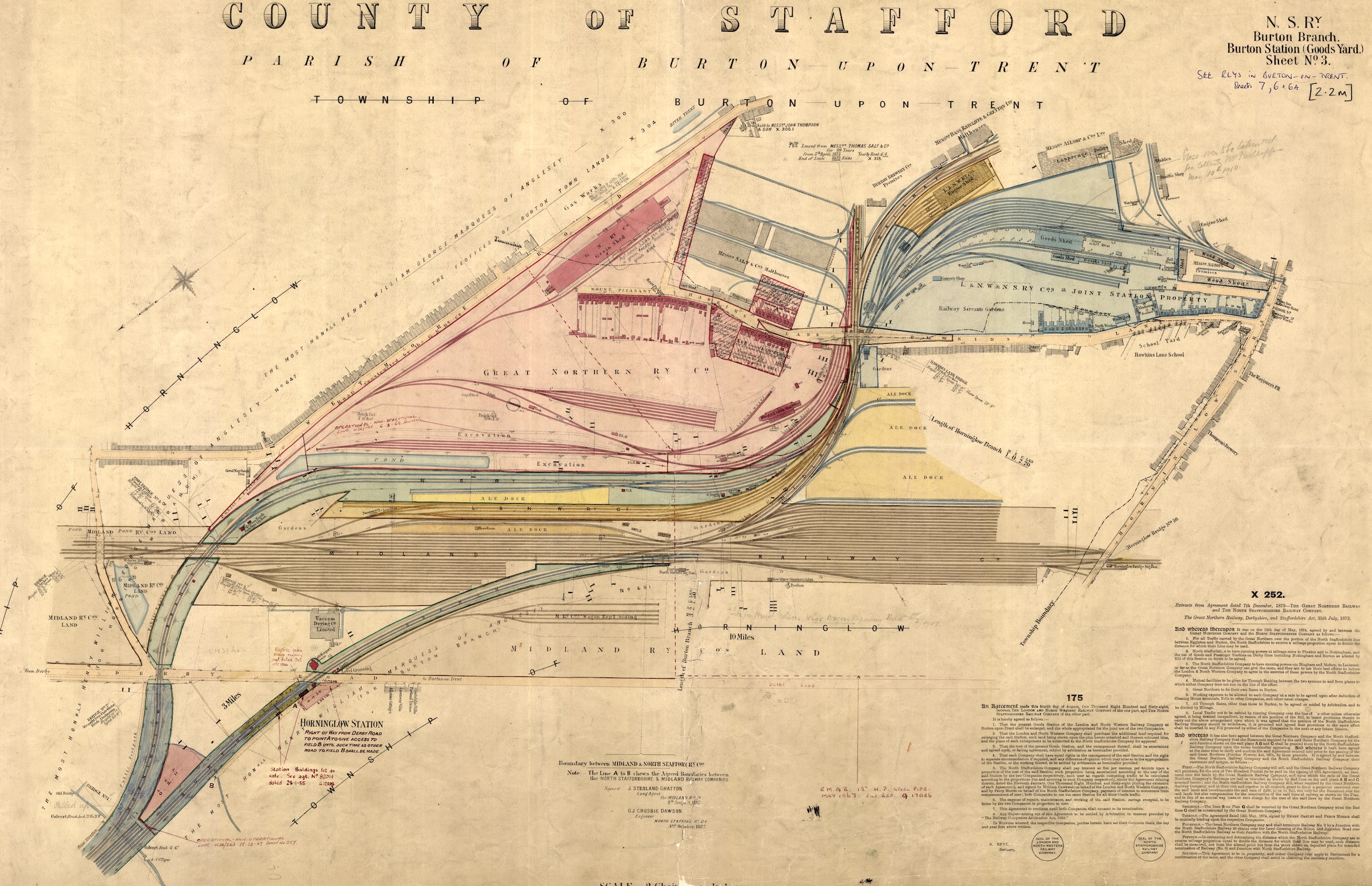 A two chains to the inch land plan of Burton on Trent prepared by the North Staffordshire Railway.