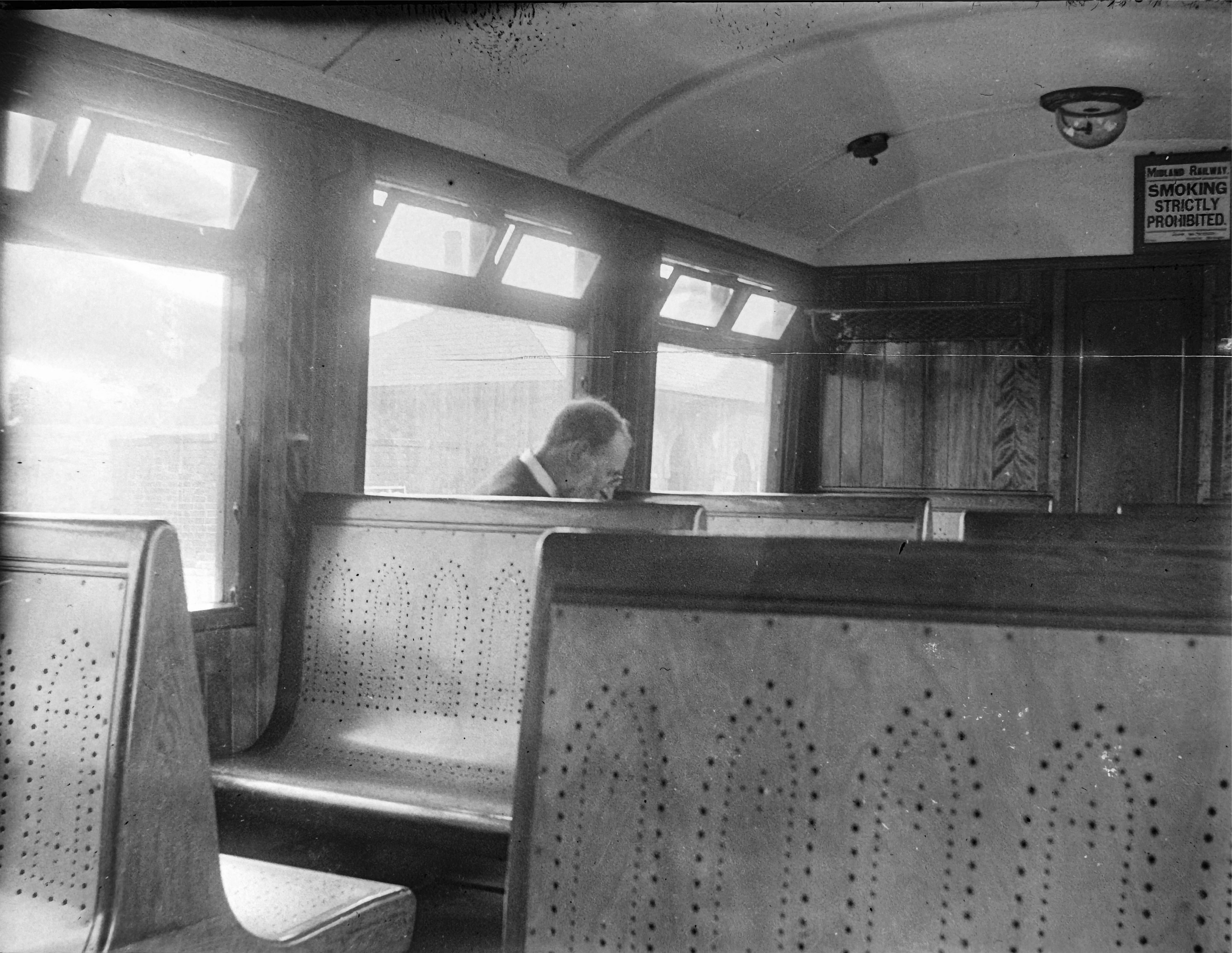 interior shot of a of Lancaster, Morecambe & Heysham electric car,