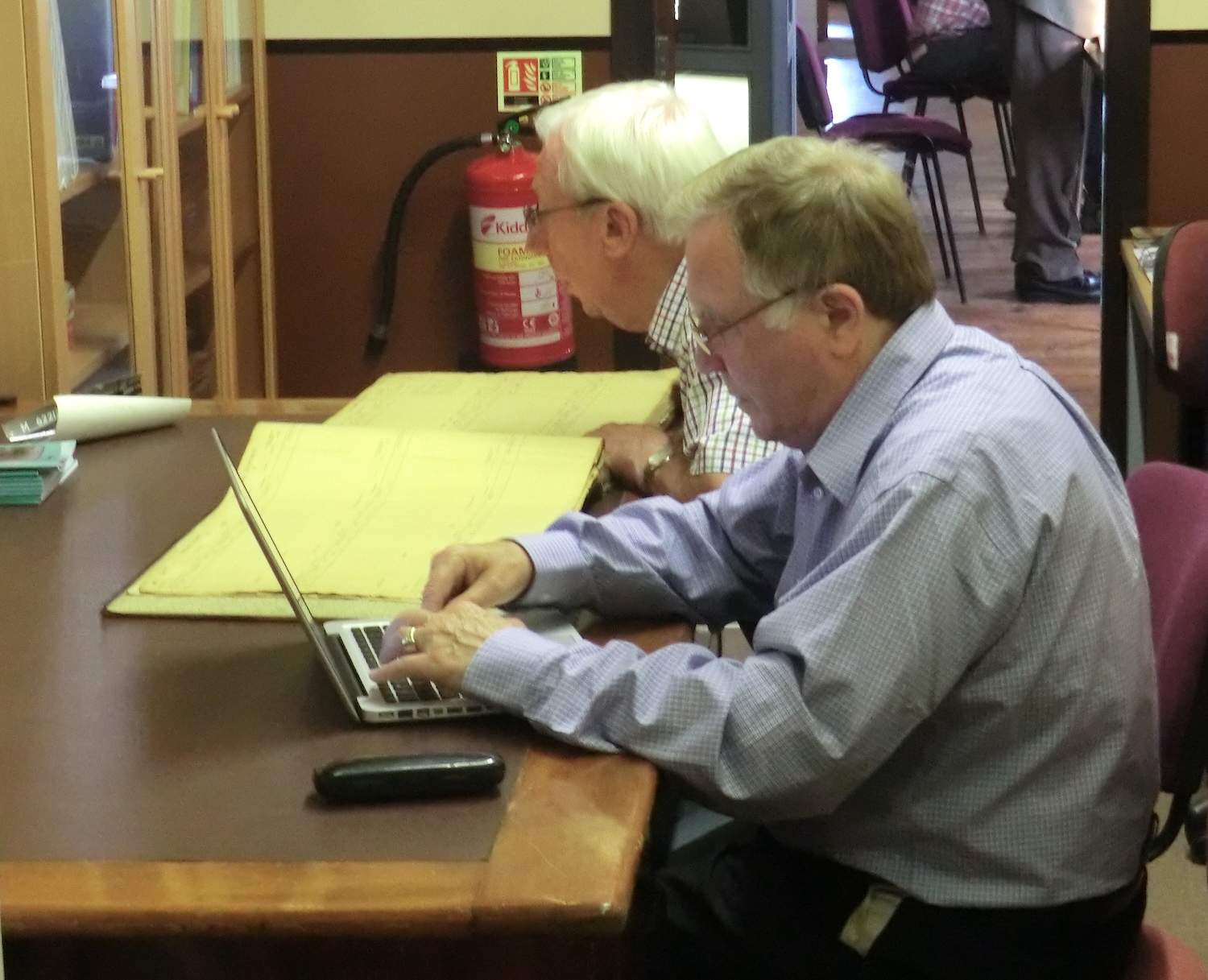 Glynn Waite consulting documents in 2012 at the original Midland Railway Study Centre