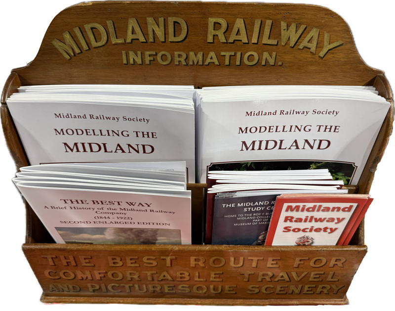 The Midland Railway Society's leaflet rack containing a sample of our member publications ansd leaflets.